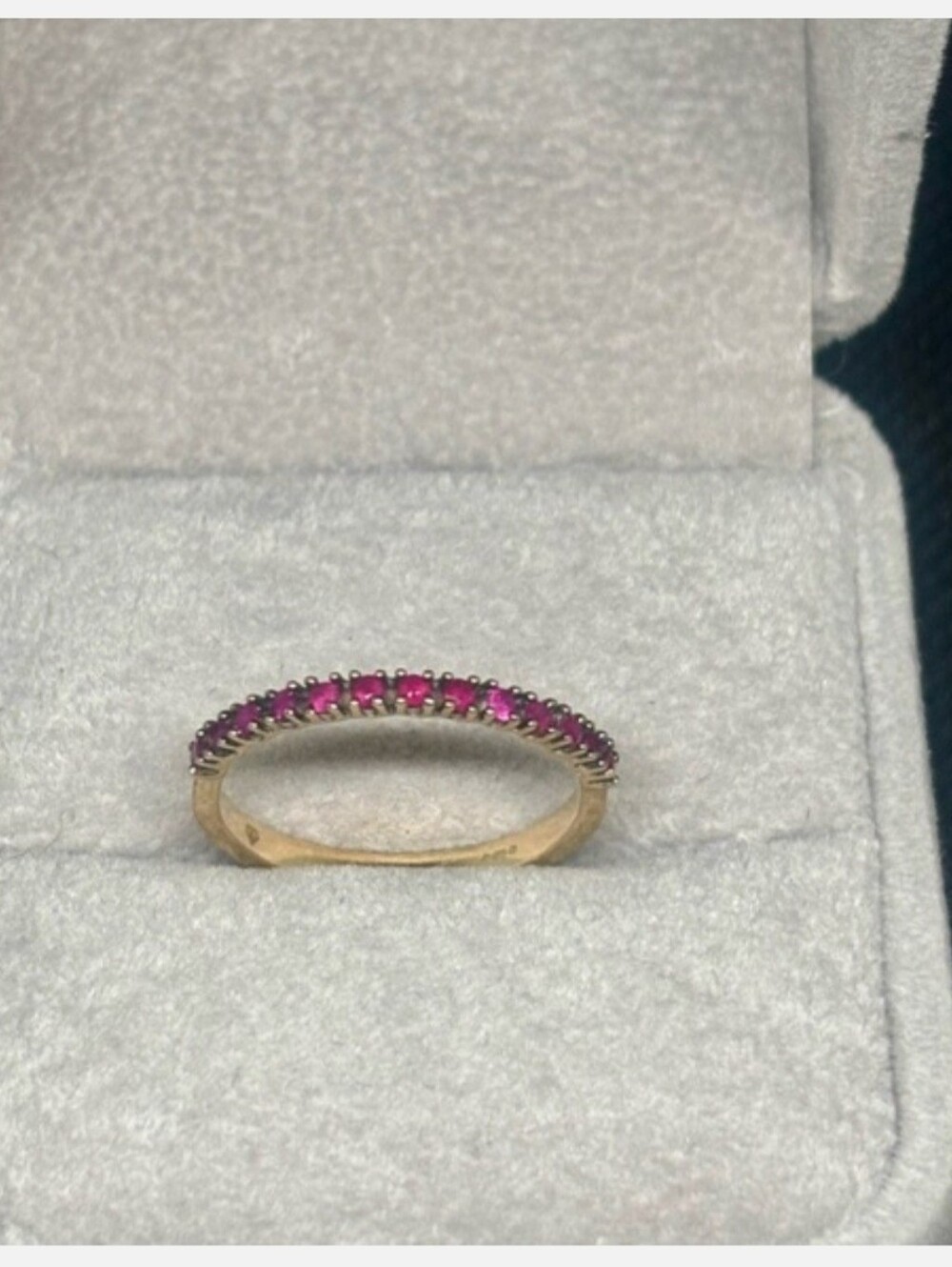 9K Yellow Gold With Natural Rubies Delicate Stacking Ring 9 1/4
